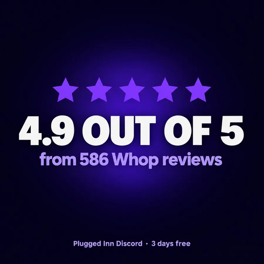 Five stars. Text: 4.9 out of 5 from 586 Whop reviews.